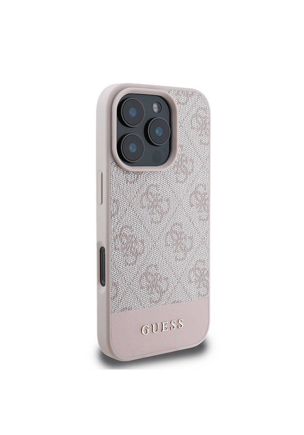 Apple iPhone 16 Pro Kılıf Guess Orijinal Lisanslı Manyetik Şarj Uyumlu PU Deri Şerit Logo Dizaynlı Kapak