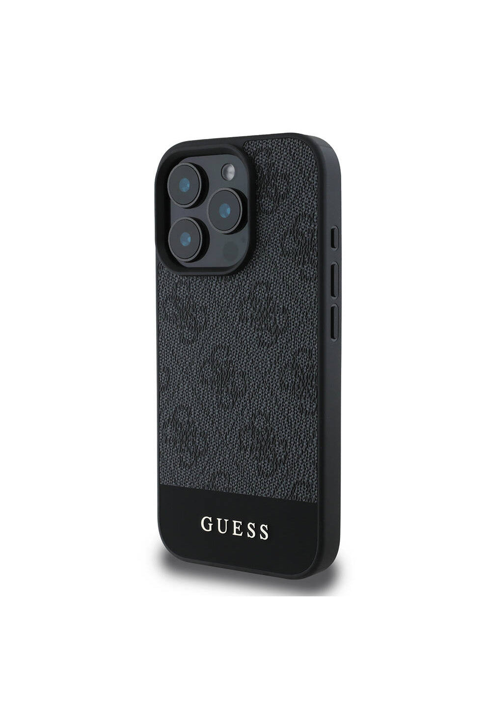 Apple iPhone 16 Pro Kılıf Guess Orijinal Lisanslı Manyetik Şarj Uyumlu PU Deri Şerit Logo Dizaynlı Kapak