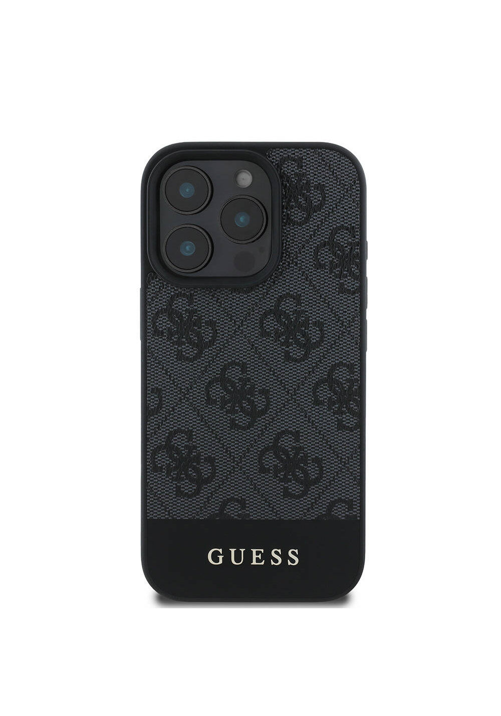 Apple iPhone 16 Pro Kılıf Guess Orijinal Lisanslı Manyetik Şarj Uyumlu PU Deri Şerit Logo Dizaynlı Kapak