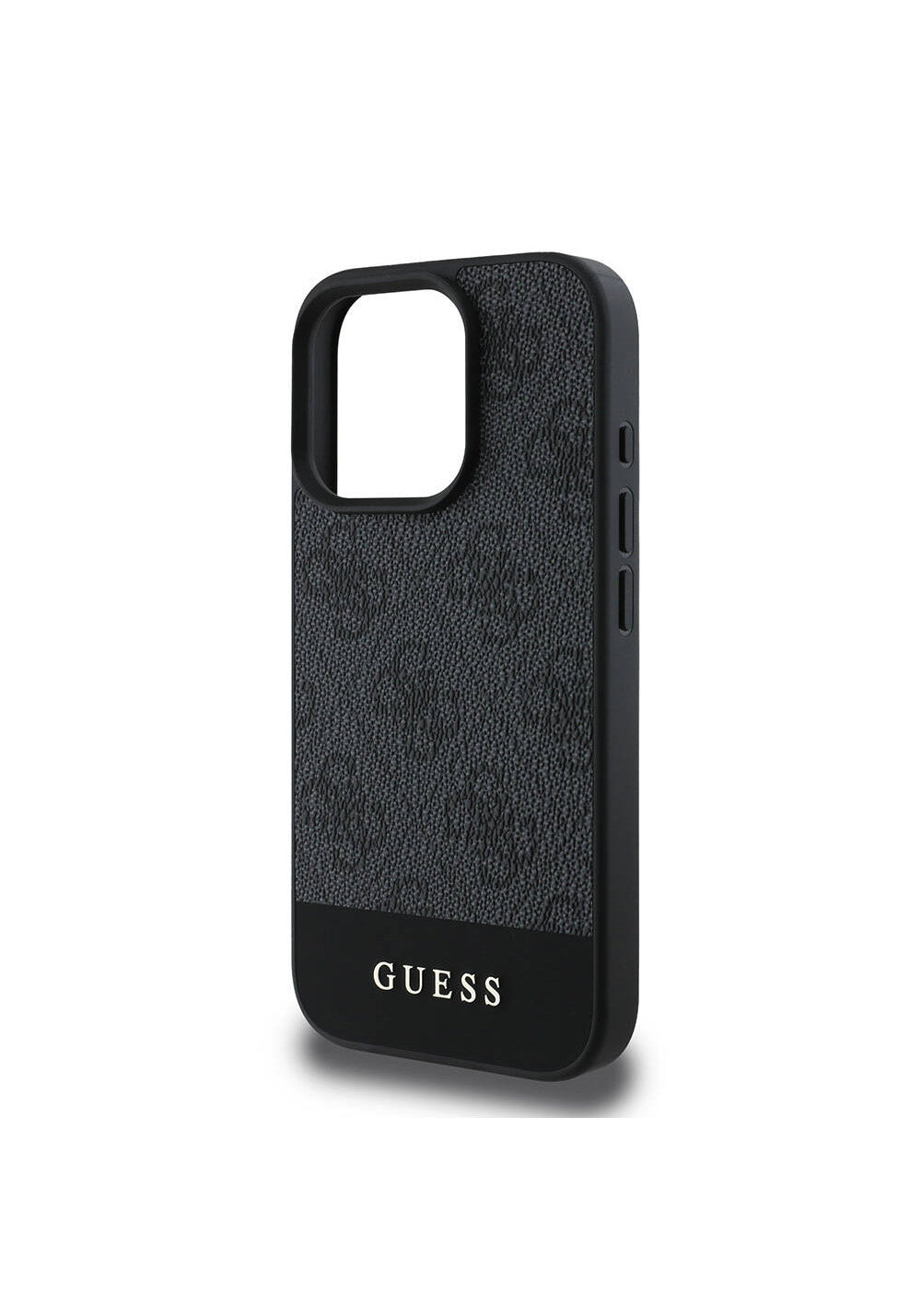 Apple iPhone 16 Pro Kılıf Guess Orijinal Lisanslı Manyetik Şarj Uyumlu PU Deri Şerit Logo Dizaynlı Kapak