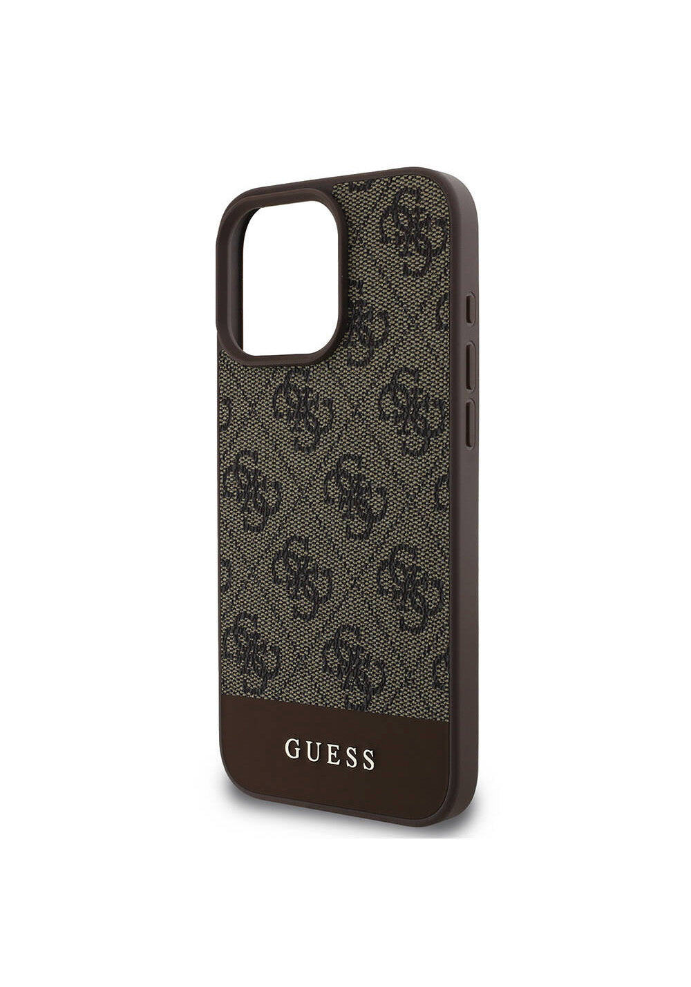 Apple iPhone 16 Pro Kılıf Guess Orijinal Lisanslı Manyetik Şarj Uyumlu PU Deri Şerit Logo Dizaynlı Kapak