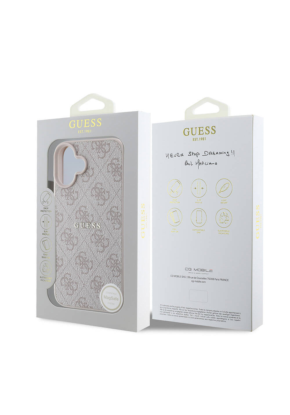 Apple iPhone 16 Plus Kılıf Guess Orijinal Lisanslı Manyetik Şarj Uyumlu 4G Desenli Yazı Logolu Kapak