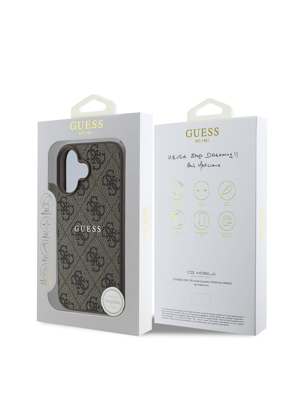 Apple iPhone 16 Plus Kılıf Guess Orijinal Lisanslı Manyetik Şarj Uyumlu 4G Desenli Yazı Logolu Kapak