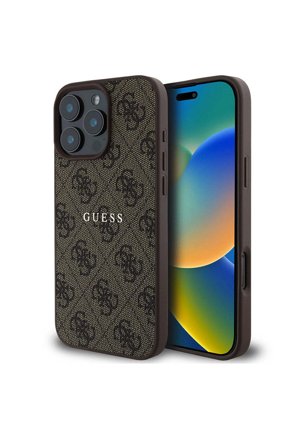 Apple iPhone 16 Pro Kılıf Guess Orijinal Lisanslı Manyetik Şarj Uyumlu 4G Desenli Yazı Logolu Kapak