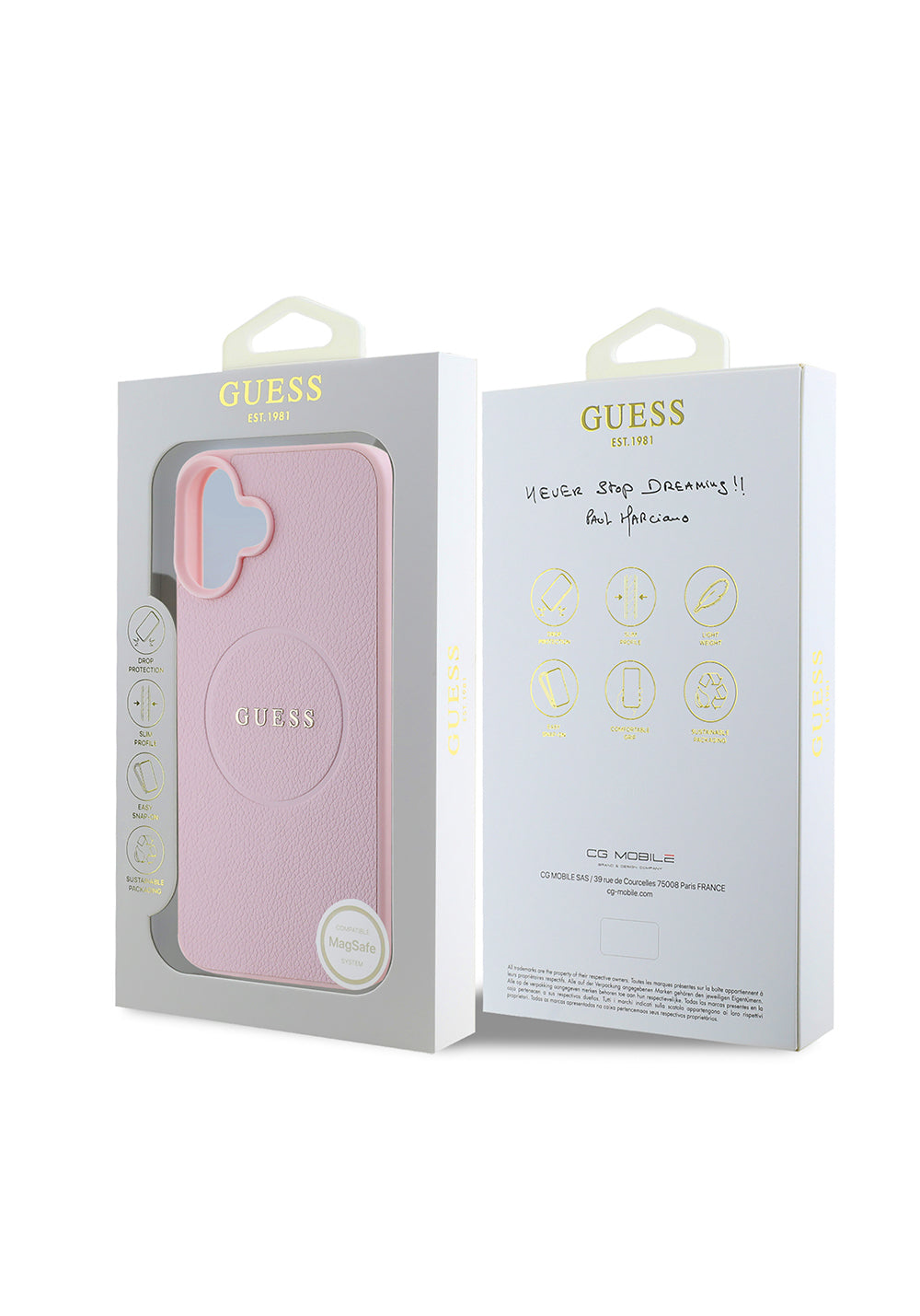 Apple iPhone 16 Plus Kılıf Guess Orijinal Lisanslı Manyetik Şarj Uyumlu Yazı Logolu Grained Kapak