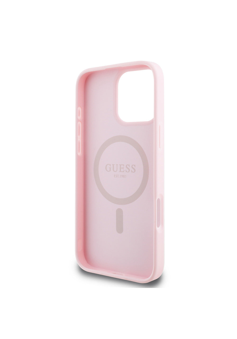 Apple iPhone 16 Pro Kılıf Guess Orijinal Lisanslı Manyetik Şarj Uyumlu Yazı Logolu Grained Kapak