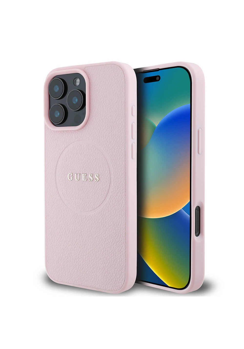 Apple iPhone 16 Pro Max Kılıf Guess Orijinal Lisanslı Manyetik Şarj Uyumlu Yazı Logolu Grained Kapak