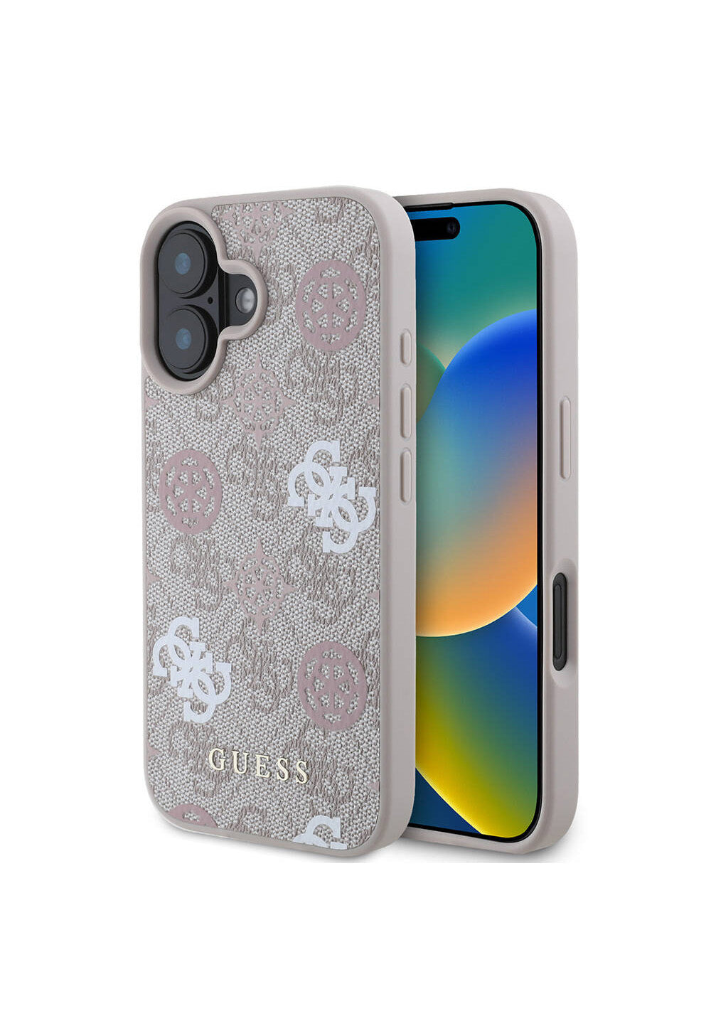 Apple iPhone 16 Kılıf Guess Orijinal Lisanslı Manyetik Şarj Uyumlu 4G Desenli Yazı Logolu Peony Kapak