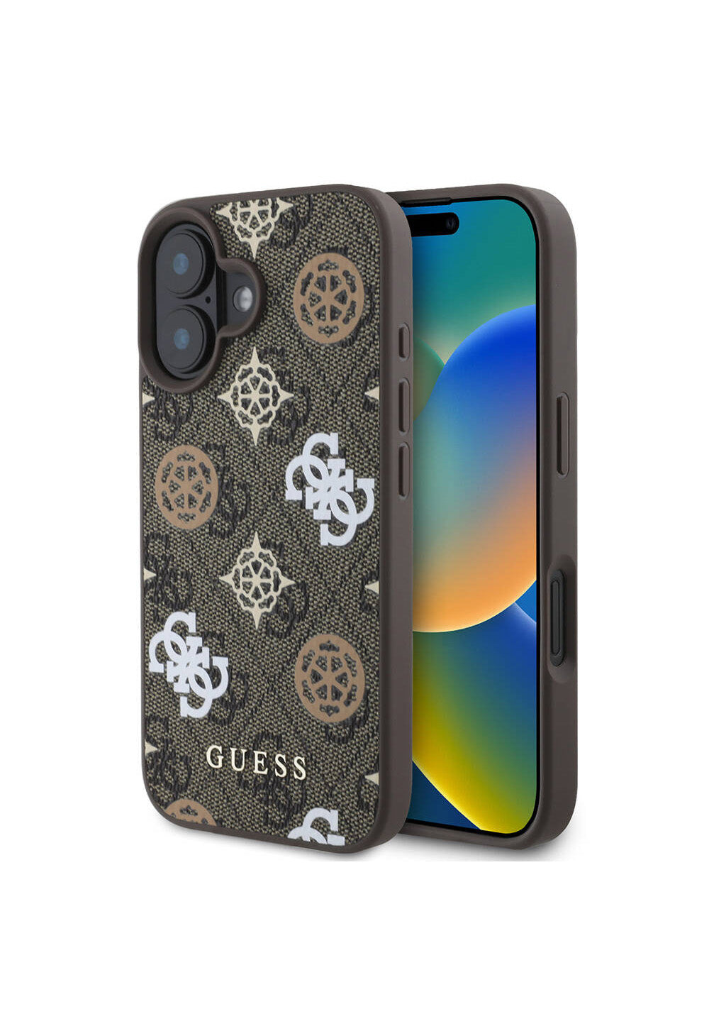 Apple iPhone 16 Kılıf Guess Orijinal Lisanslı Manyetik Şarj Uyumlu 4G Desenli Yazı Logolu Peony Kapak