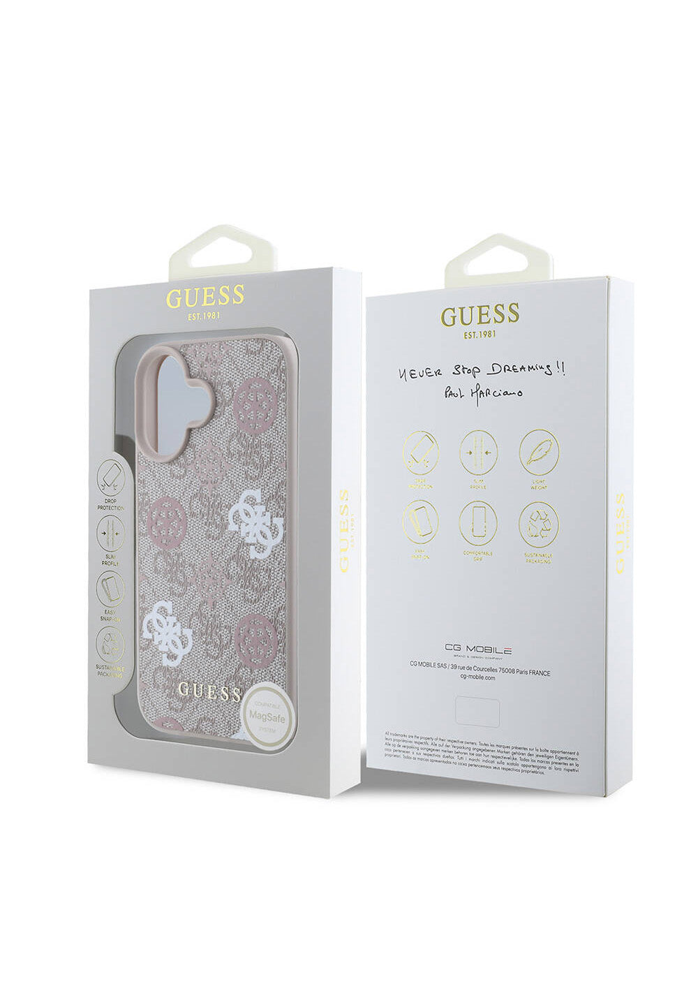 Apple iPhone 16 Kılıf Guess Orijinal Lisanslı Manyetik Şarj Uyumlu 4G Desenli Yazı Logolu Peony Kapak
