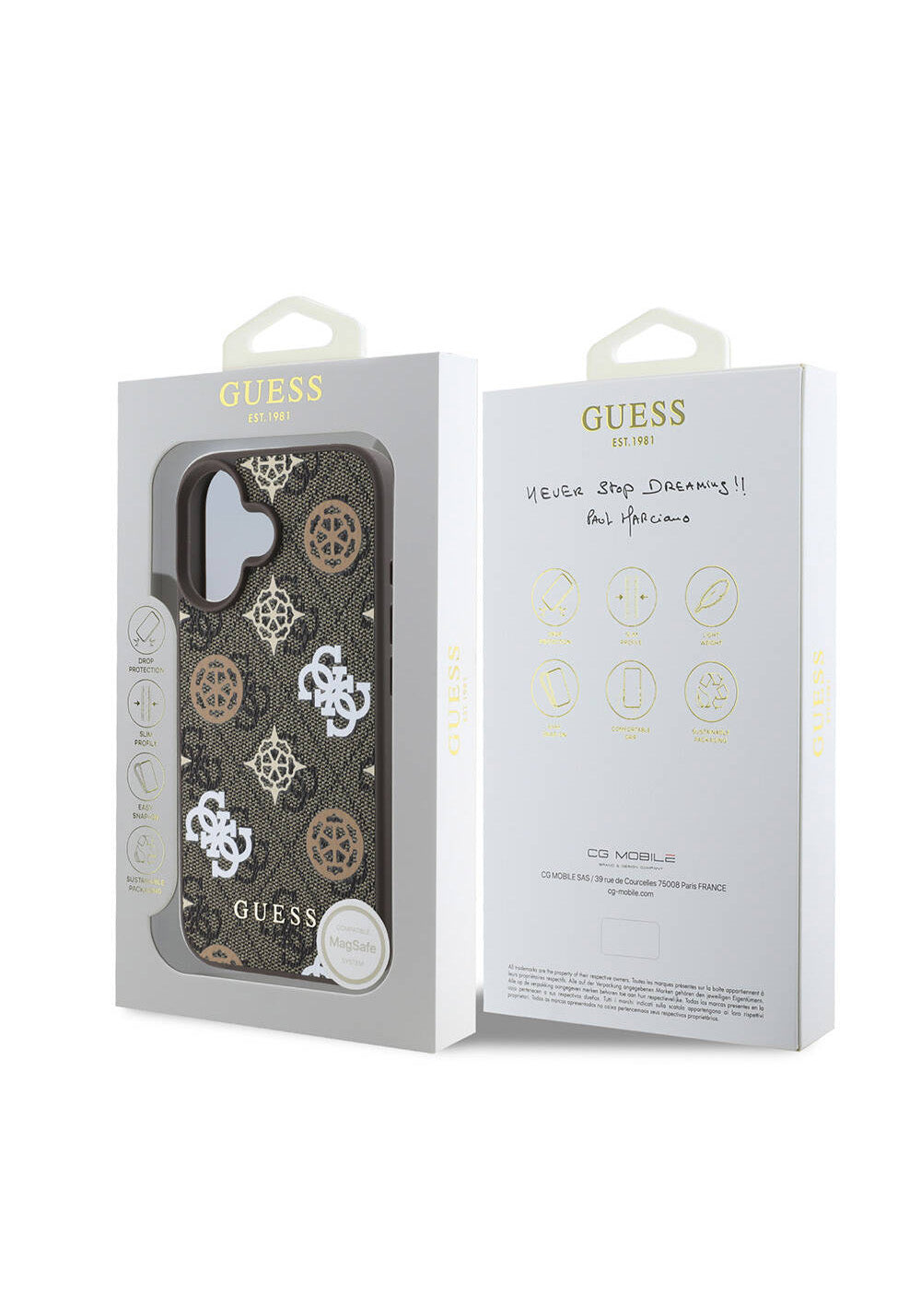 Apple iPhone 16 Kılıf Guess Orijinal Lisanslı Manyetik Şarj Uyumlu 4G Desenli Yazı Logolu Peony Kapak