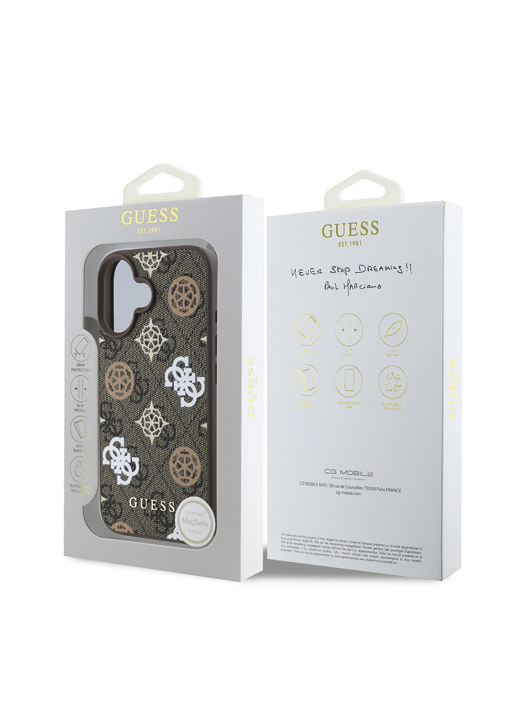 Apple iPhone 16 Plus Kılıf Guess Orijinal Lisanslı Manyetik Şarj Uyumlu 4G Desenli Yazı Logolu Peony Kapak