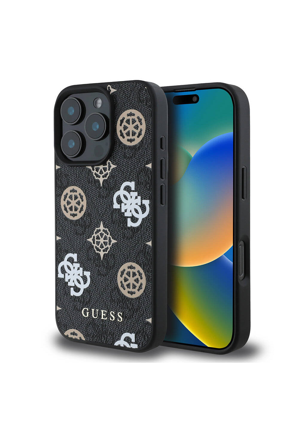 Apple iPhone 16 Pro Kılıf Guess Orijinal Lisanslı Manyetik Şarj Uyumlu 4G Desenli Yazı Logolu Peony Kapak