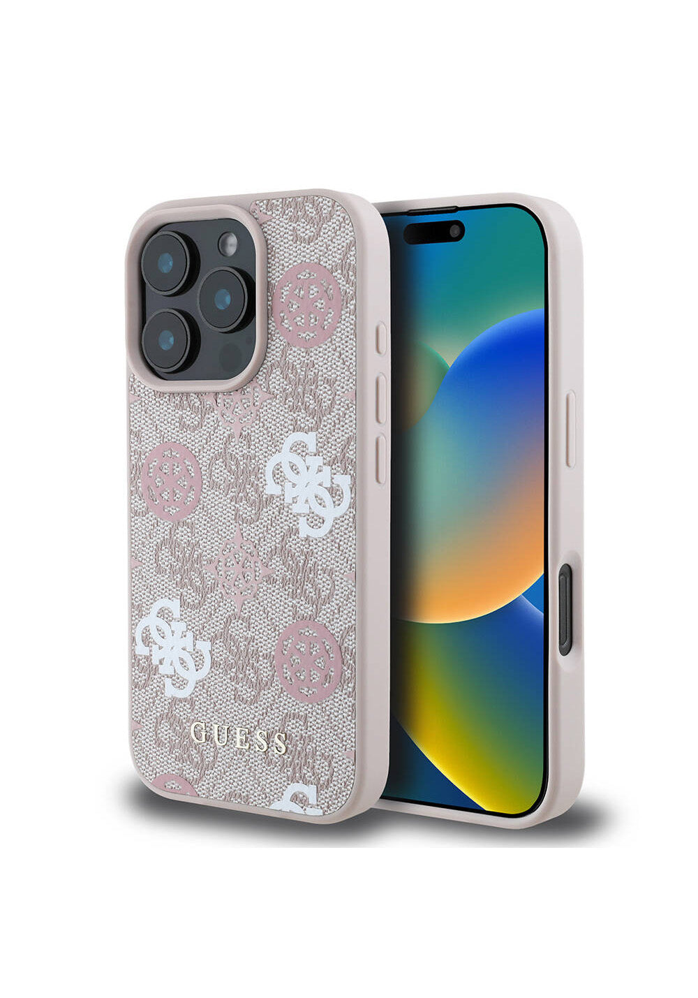 Apple iPhone 16 Pro Kılıf Guess Orijinal Lisanslı Manyetik Şarj Uyumlu 4G Desenli Yazı Logolu Peony Kapak