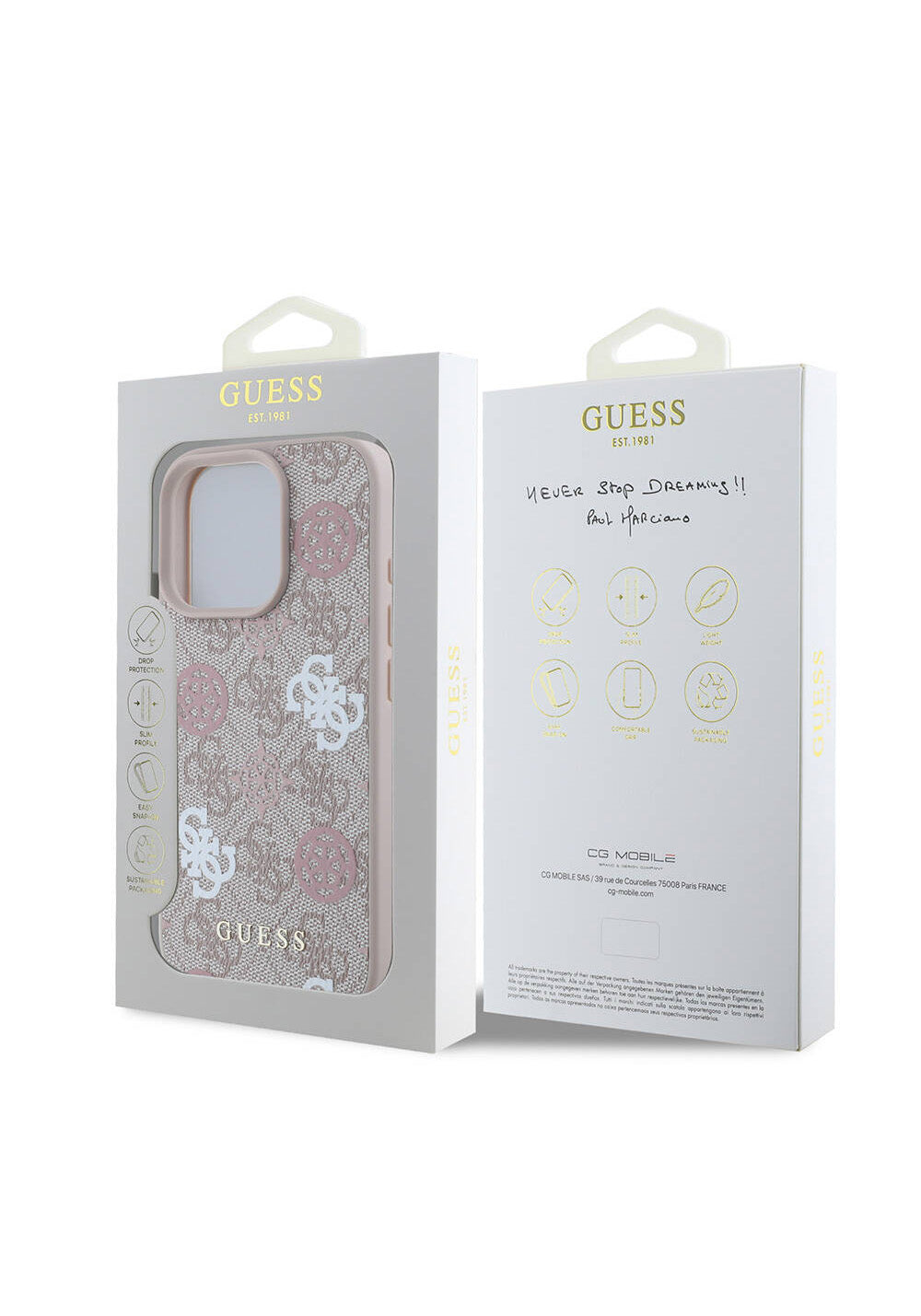 Apple iPhone 16 Pro Kılıf Guess Orijinal Lisanslı Manyetik Şarj Uyumlu 4G Desenli Yazı Logolu Peony Kapak