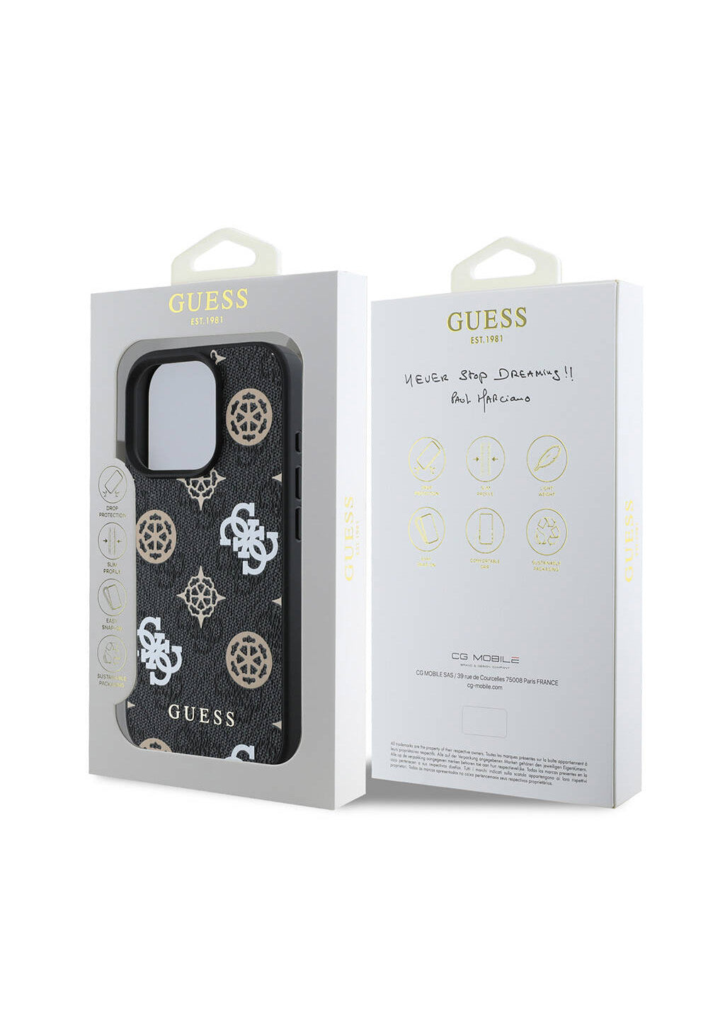Apple iPhone 16 Pro Kılıf Guess Orijinal Lisanslı Manyetik Şarj Uyumlu 4G Desenli Yazı Logolu Peony Kapak