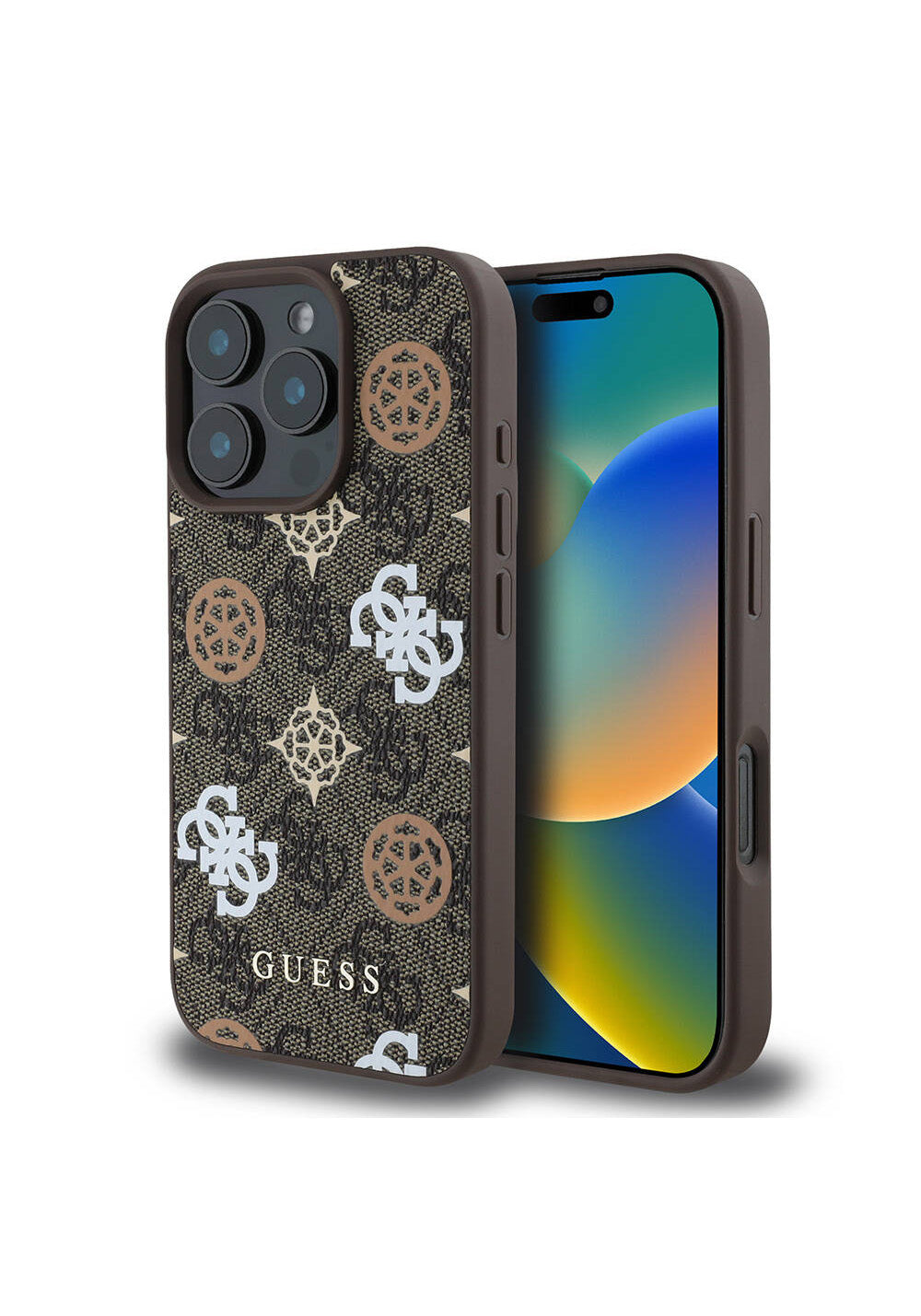 Apple iPhone 16 Pro Max Kılıf Guess Orijinal Lisanslı Manyetik Şarj Uyumlu 4G Desenli Yazı Logolu Peony Kapak