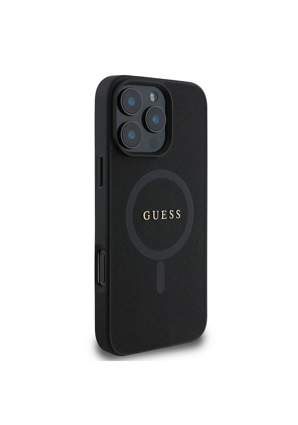 Apple iPhone 16 Pro Kılıf Guess Orijinal Lisanslı Manyetik Şarj Uyumlu Yazı Logolu Saffiano Classic Kapak