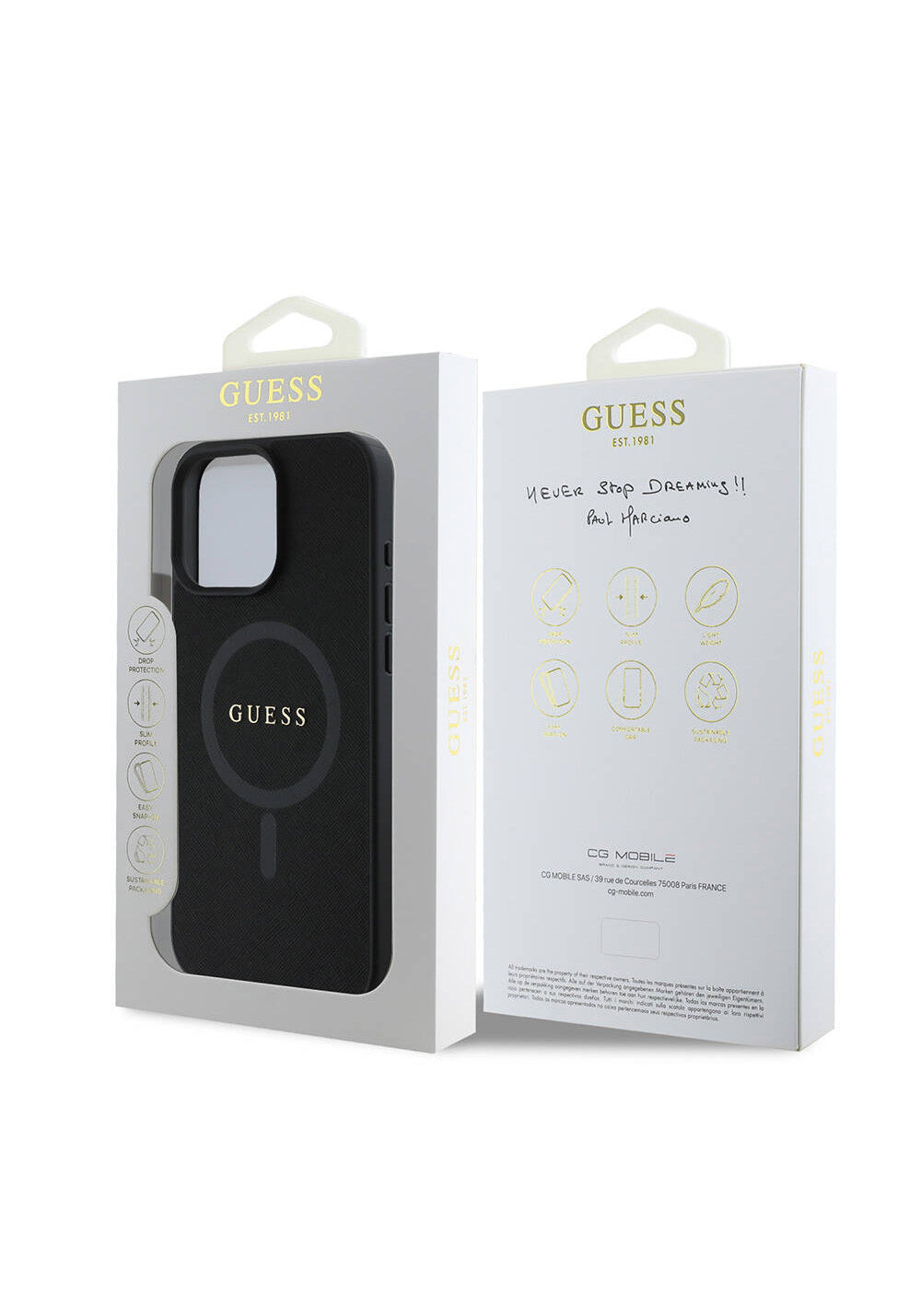 Apple iPhone 16 Pro Kılıf Guess Orijinal Lisanslı Manyetik Şarj Uyumlu Yazı Logolu Saffiano Classic Kapak