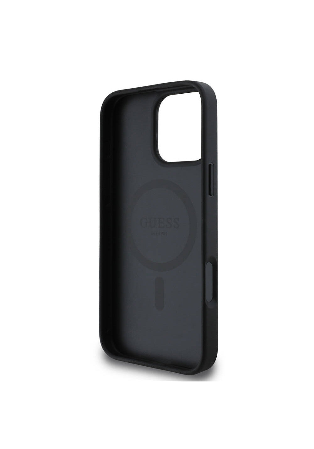 Apple iPhone 16 Pro Max Kılıf Guess Orijinal Lisanslı Manyetik Şarj Uyumlu Yazı Logolu Saffiano Classic Kapak