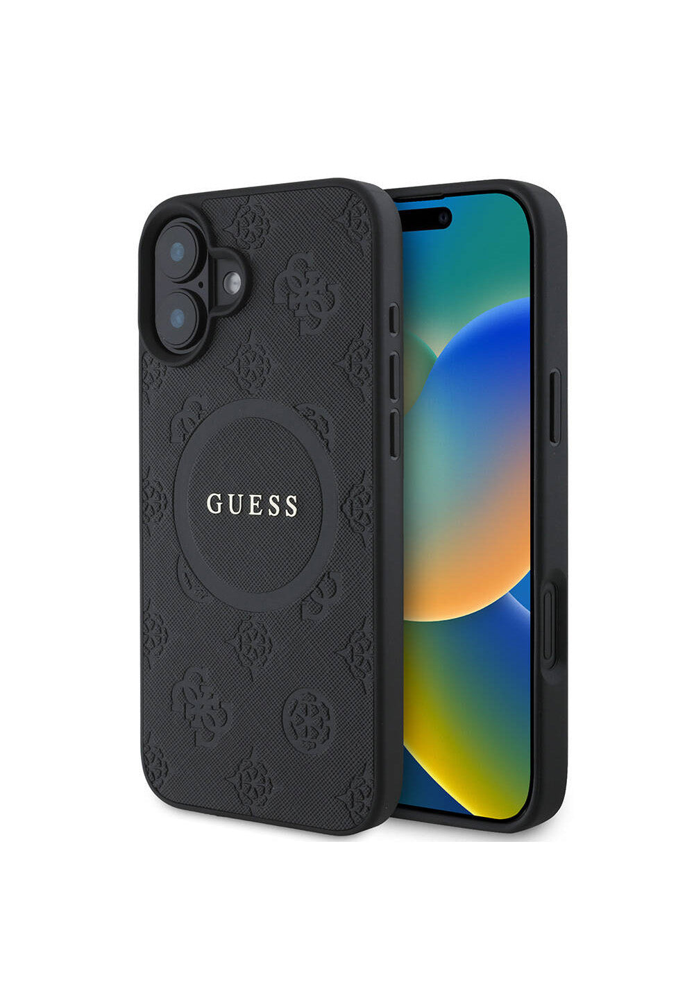 Apple iPhone 16 Plus Kılıf Guess Orijinal Lisanslı Manyetik Şarj Uyumlu Yazı Logolu Saffiano Peony Kapak