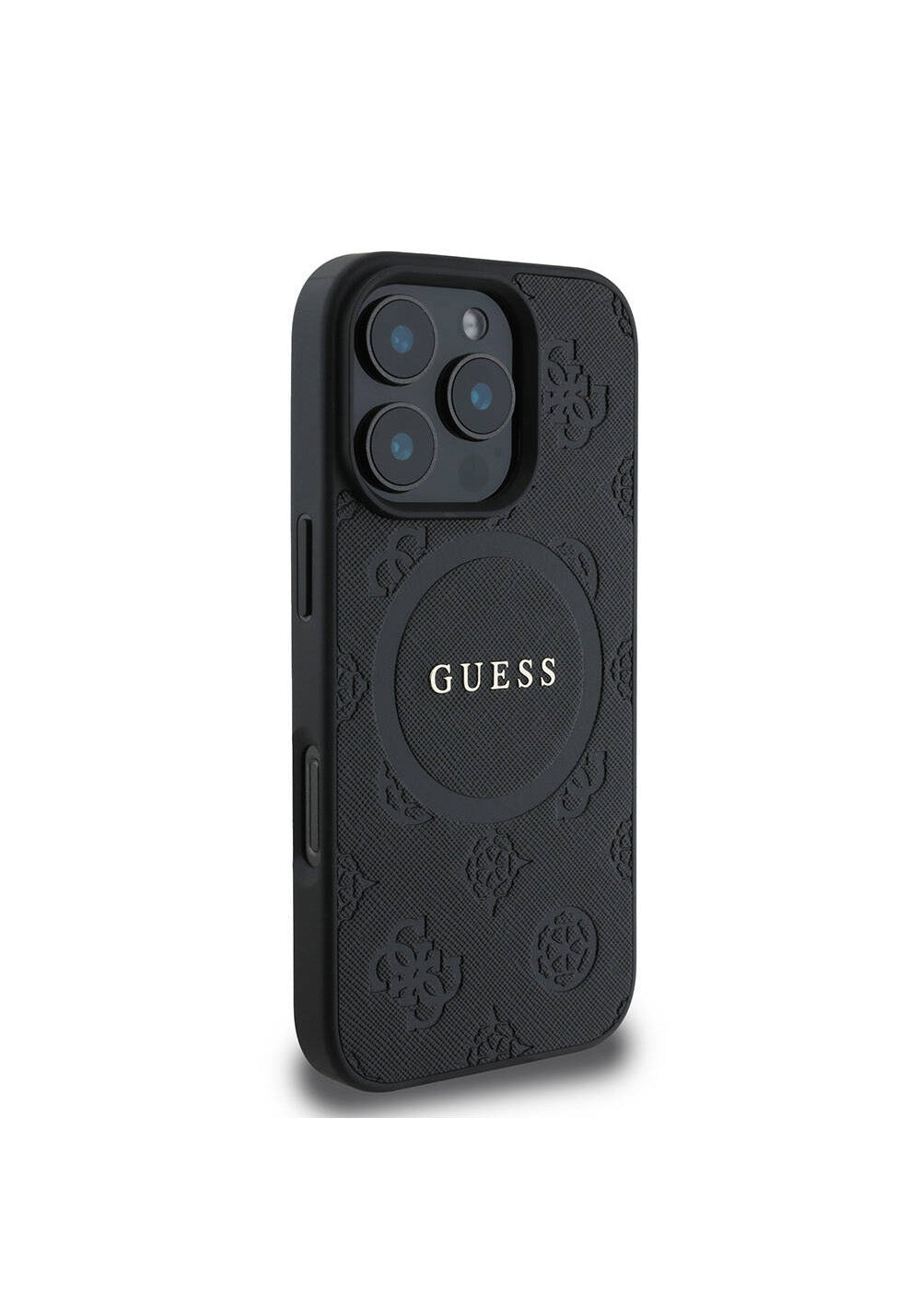 Apple iPhone 16 Pro Max Kılıf Guess Orijinal Lisanslı Manyetik Şarj Uyumlu Yazı Logolu Saffiano Peony Kapak