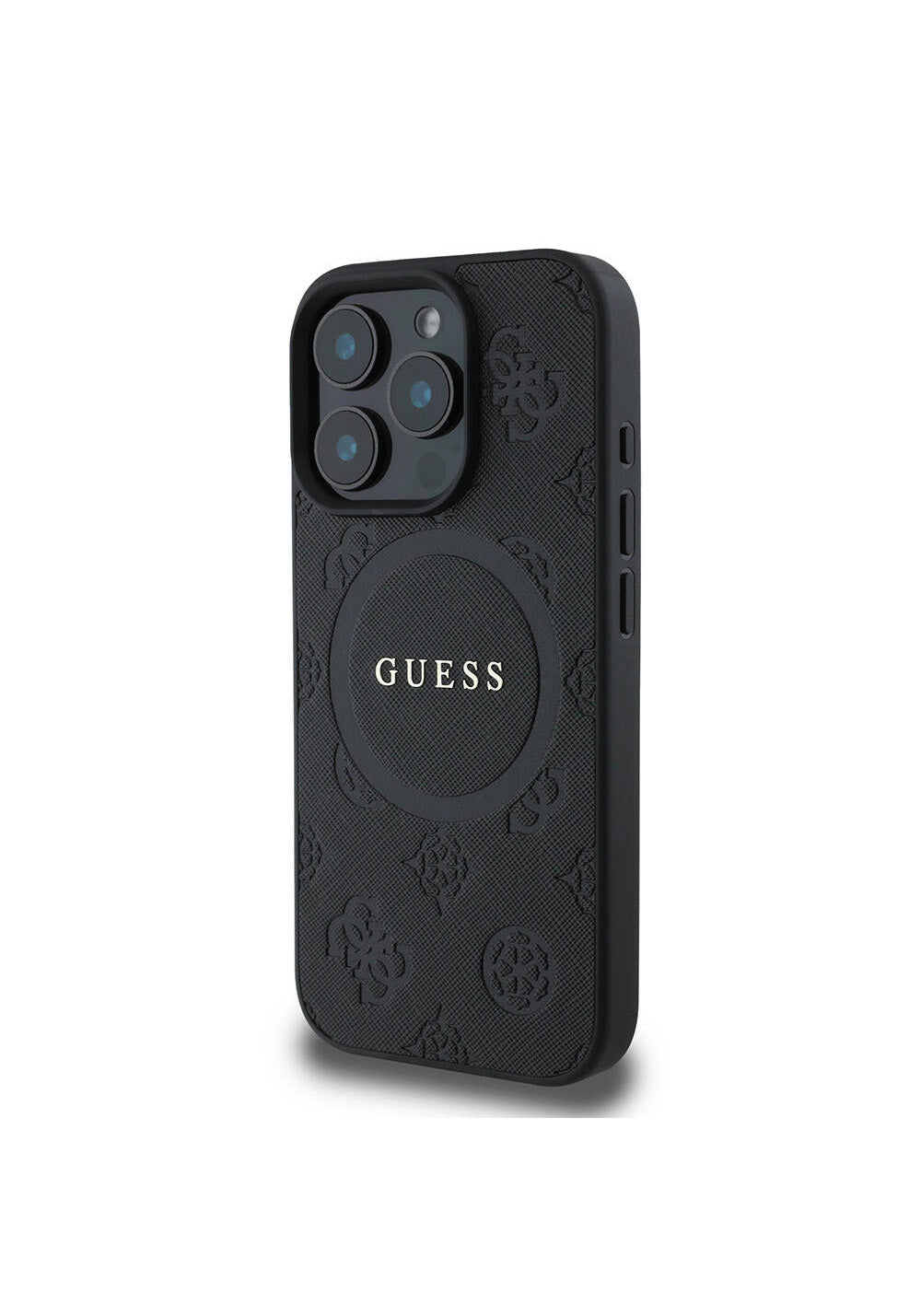 Apple iPhone 16 Pro Max Kılıf Guess Orijinal Lisanslı Manyetik Şarj Uyumlu Yazı Logolu Saffiano Peony Kapak