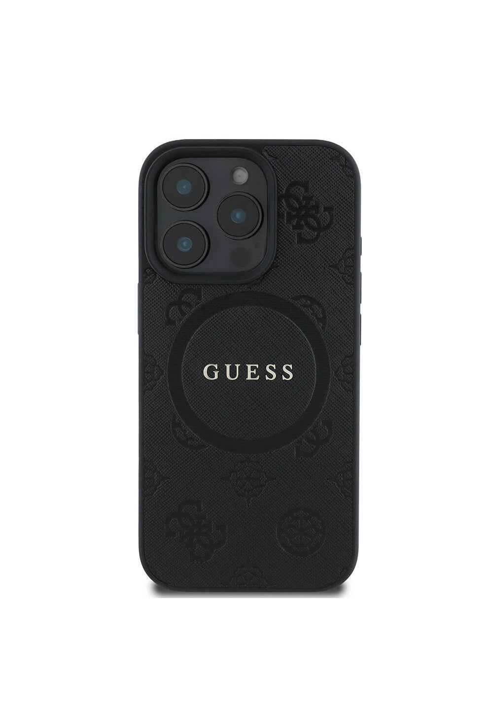 Apple iPhone 16 Pro Max Kılıf Guess Orijinal Lisanslı Manyetik Şarj Uyumlu Yazı Logolu Saffiano Peony Kapak