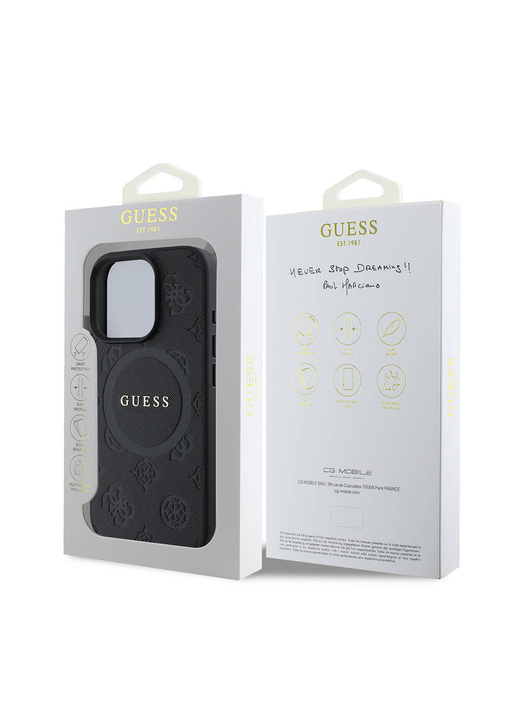 Apple iPhone 16 Pro Max Kılıf Guess Orijinal Lisanslı Manyetik Şarj Uyumlu Yazı Logolu Saffiano Peony Kapak