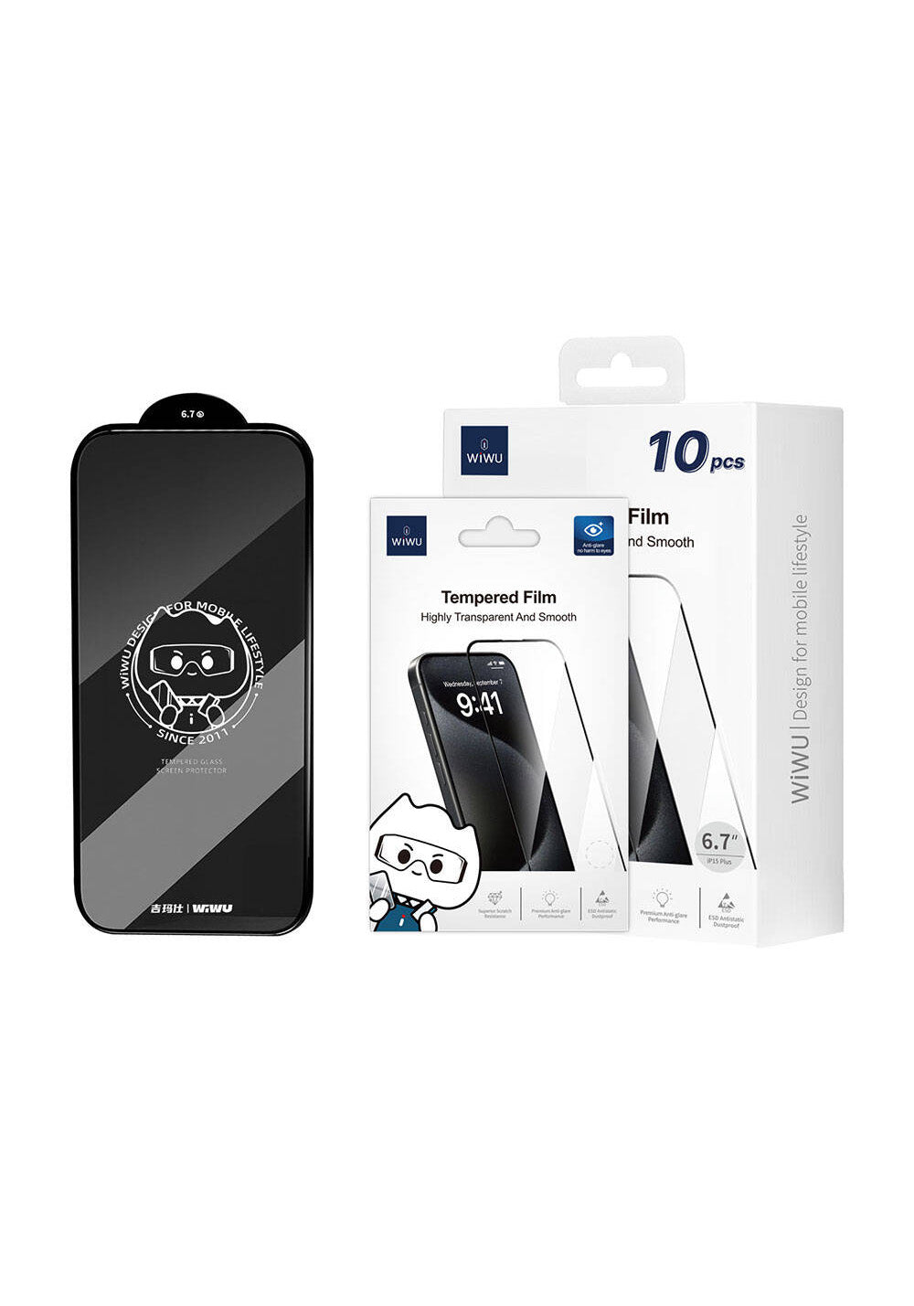 Apple iPhone 16 Pro Wiwu GT-008 Polimer Oleofobik Kaplama Şeffaf Pürüzsüz Temperli Cam Ekran Koruyucu 10'lu Paket