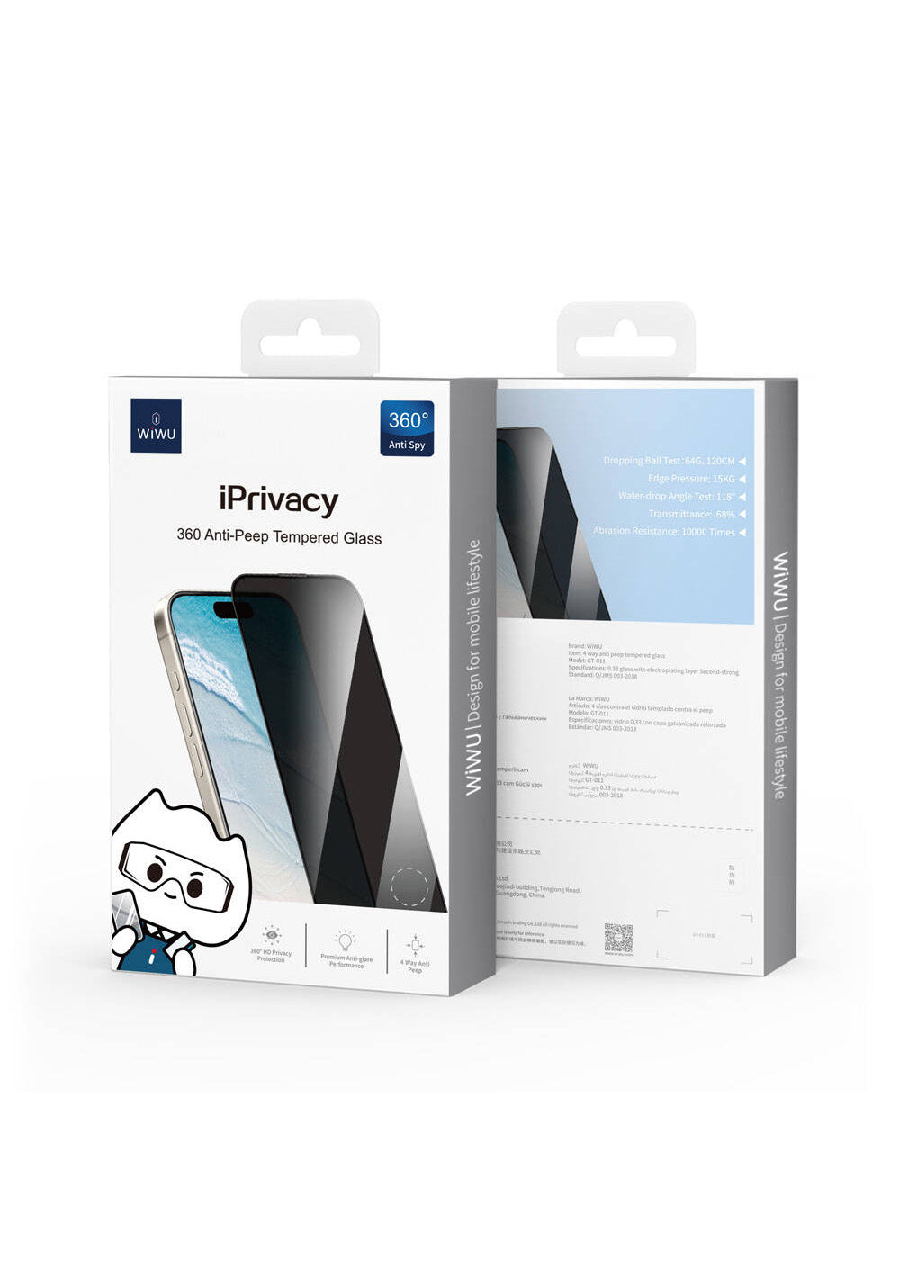 Apple iPhone 16 Wiwu GT-011 Polimer Oleofobik Kaplama Temperli Privacy Cam Ekran Koruyucu