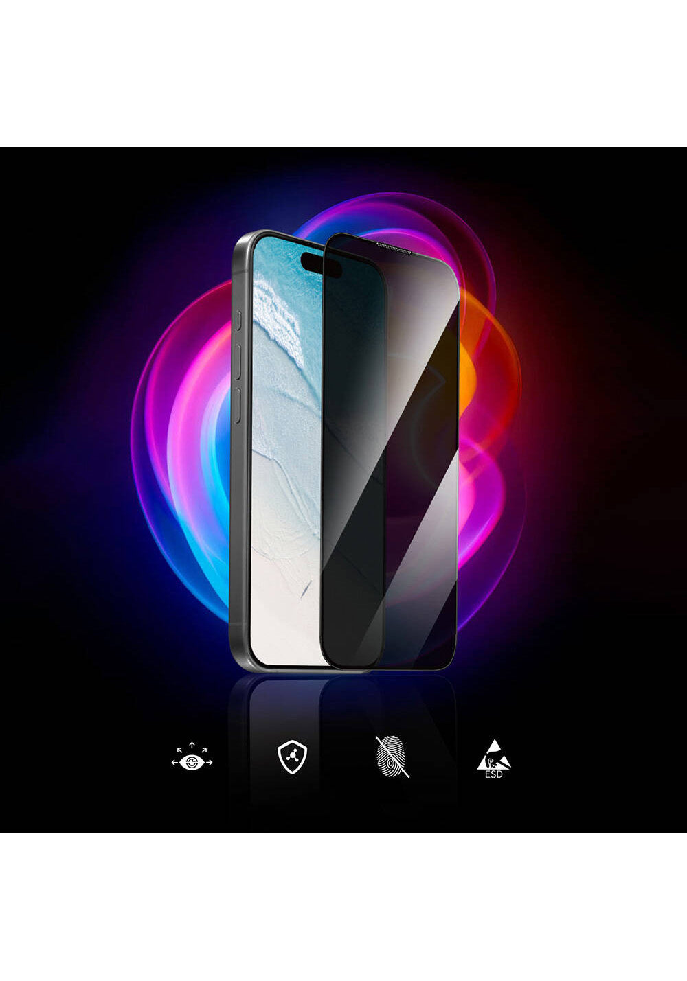 Apple iPhone 16 Pro Wiwu GT-015 Özellikli Çok Katmanlı Temperli iPrivacy Cam Ekran Koruyucu 10'lu Paket
