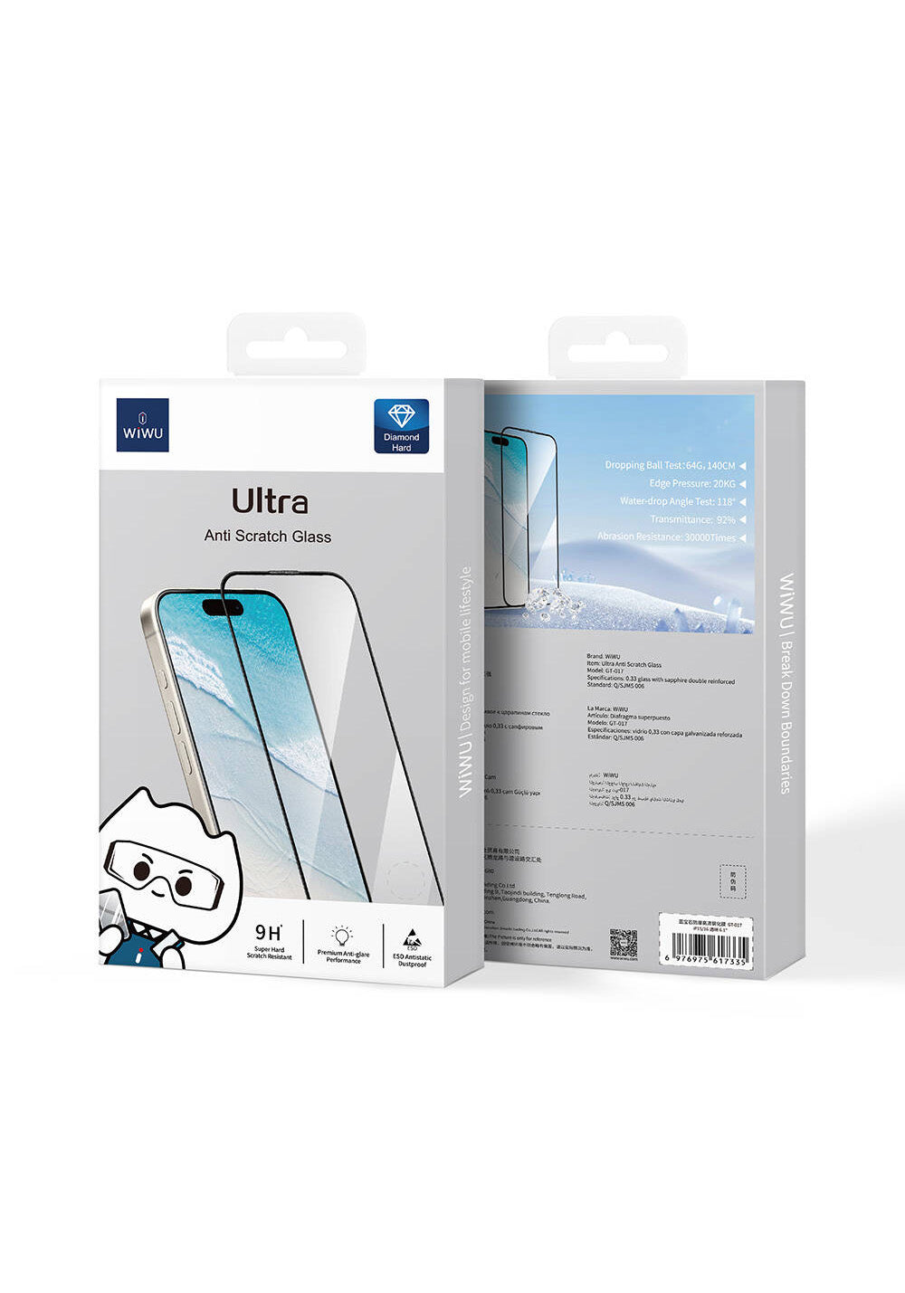 Apple iPhone 16 Pro Max Wiwu GT-017 Safir Kaplama Çizilmeye Dayanıklı Temperli Cam Ekran Koruyucu