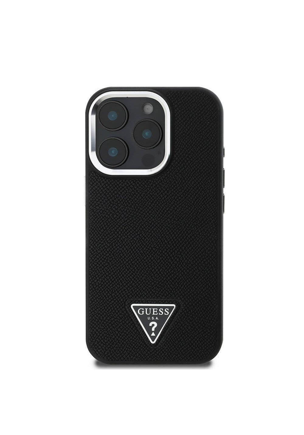 Apple iPhone 16 Pro Kılıf Guess Orijinal Lisanslı Manyetik Şarj Uyumlu Grained Triangle Kapak