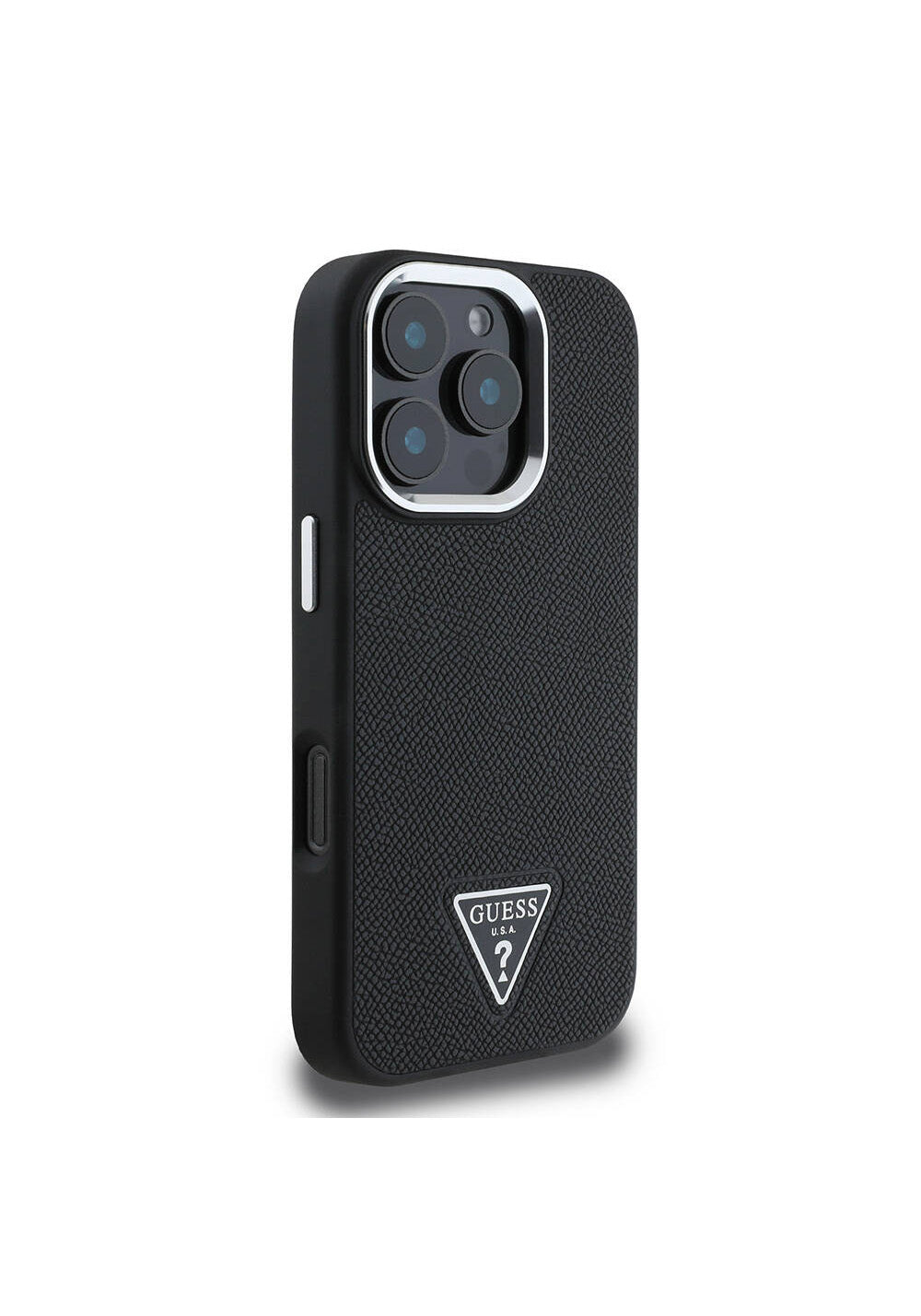 Apple iPhone 16 Pro Kılıf Guess Orijinal Lisanslı Manyetik Şarj Uyumlu Grained Triangle Kapak