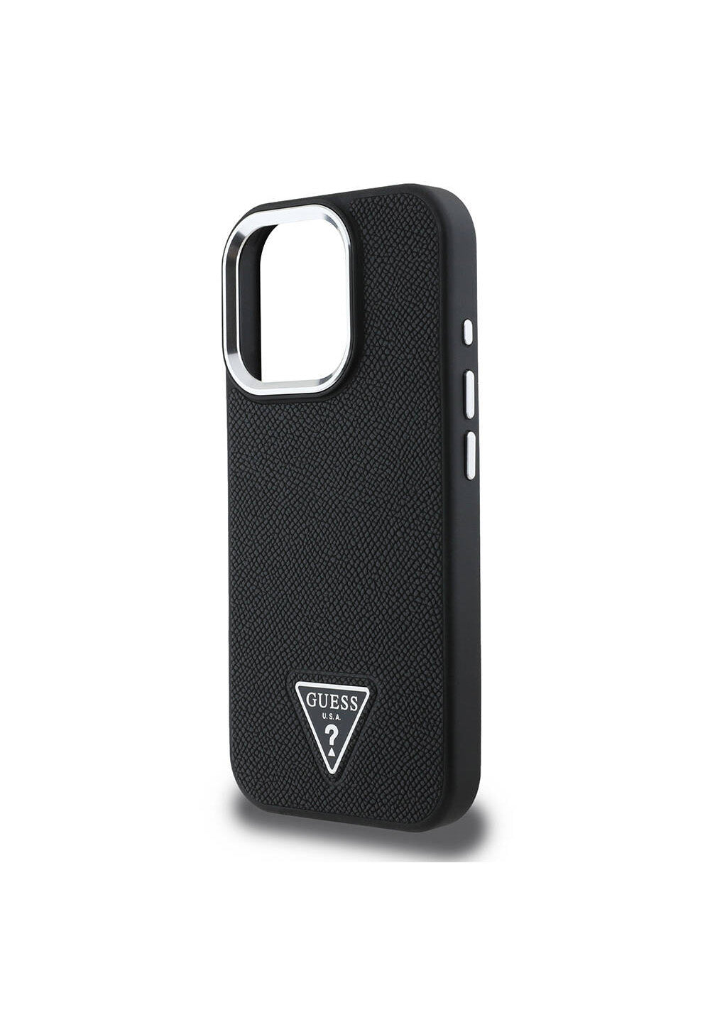 Apple iPhone 16 Pro Kılıf Guess Orijinal Lisanslı Manyetik Şarj Uyumlu Grained Triangle Kapak