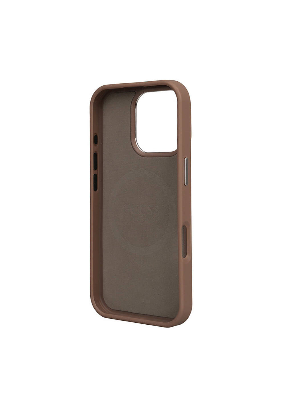 Apple iPhone 16 Pro Kılıf Guess Orijinal Lisanslı Manyetik Şarj Uyumlu Grained Triangle Kapak