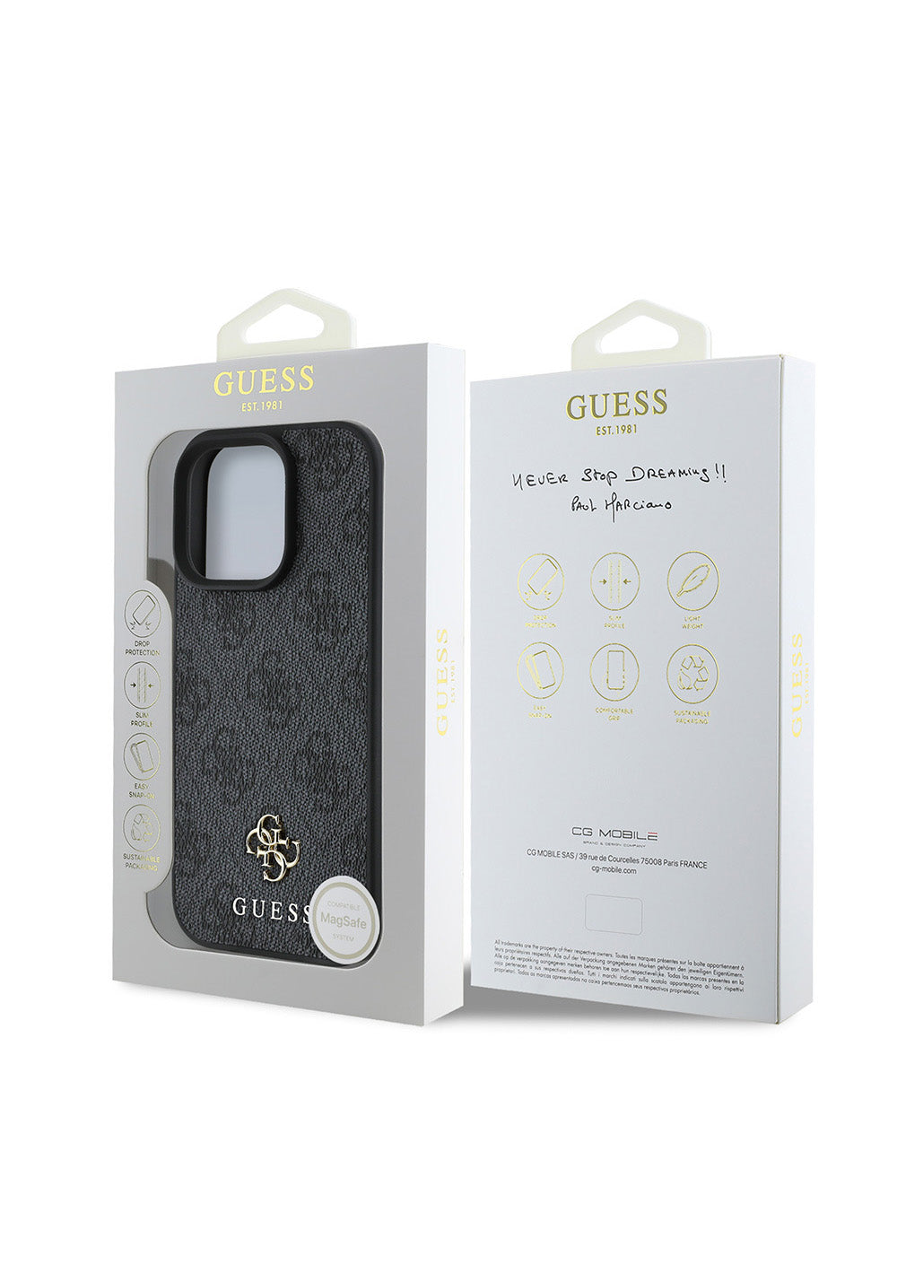 Apple iPhone 16 Pro Kılıf Guess Orijinal Lisanslı Manyetik Şarj Uyumlu Small 4G Classic Kapak