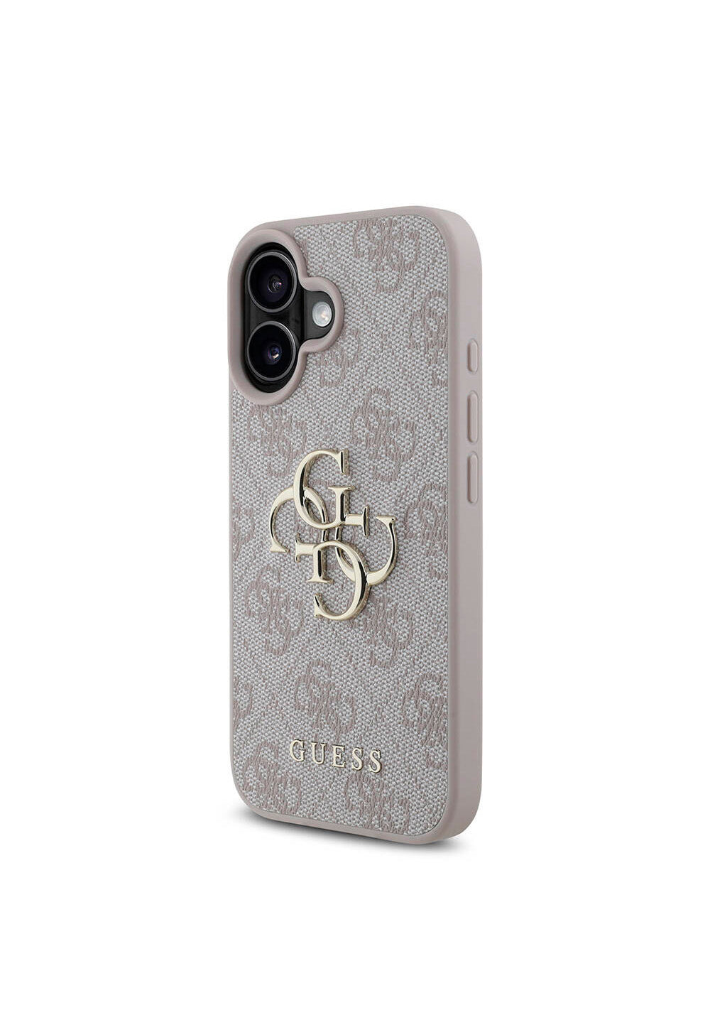 Apple iPhone 16 Kılıf Guess Orijinal Lisanslı PU Deri 4G Desenli Metal Büyük 4G ve Yazı Logolu Kapak