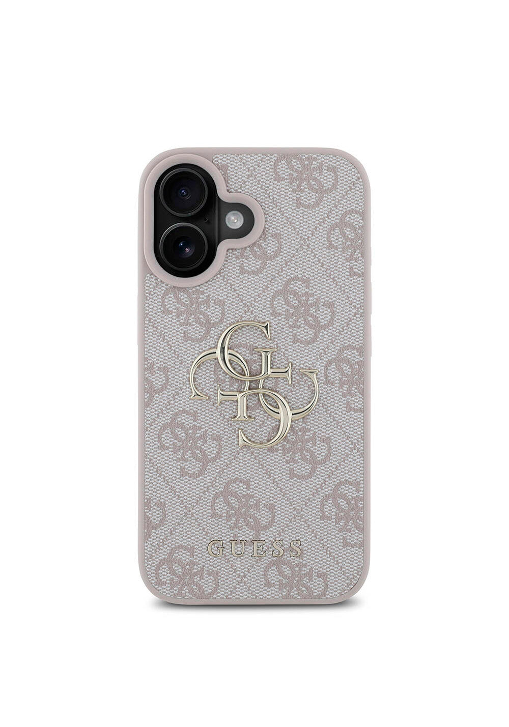 Apple iPhone 16 Kılıf Guess Orijinal Lisanslı PU Deri 4G Desenli Metal Büyük 4G ve Yazı Logolu Kapak