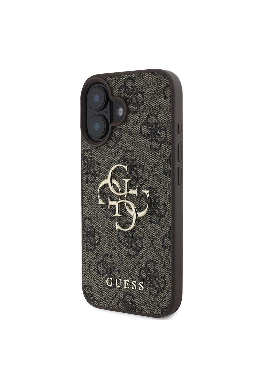 Apple iPhone 16 Kılıf Guess Orijinal Lisanslı PU Deri 4G Desenli Metal Büyük 4G ve Yazı Logolu Kapak