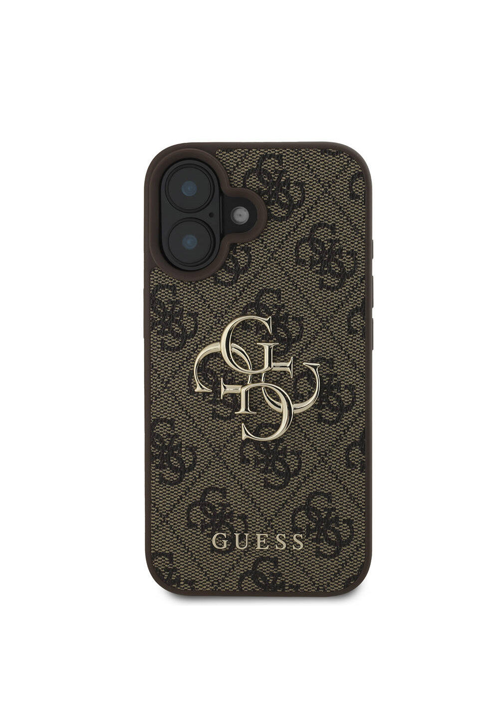 Apple iPhone 16 Kılıf Guess Orijinal Lisanslı PU Deri 4G Desenli Metal Büyük 4G ve Yazı Logolu Kapak