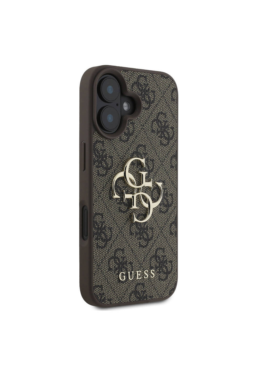Apple iPhone 16 Kılıf Guess Orijinal Lisanslı PU Deri 4G Desenli Metal Büyük 4G ve Yazı Logolu Kapak