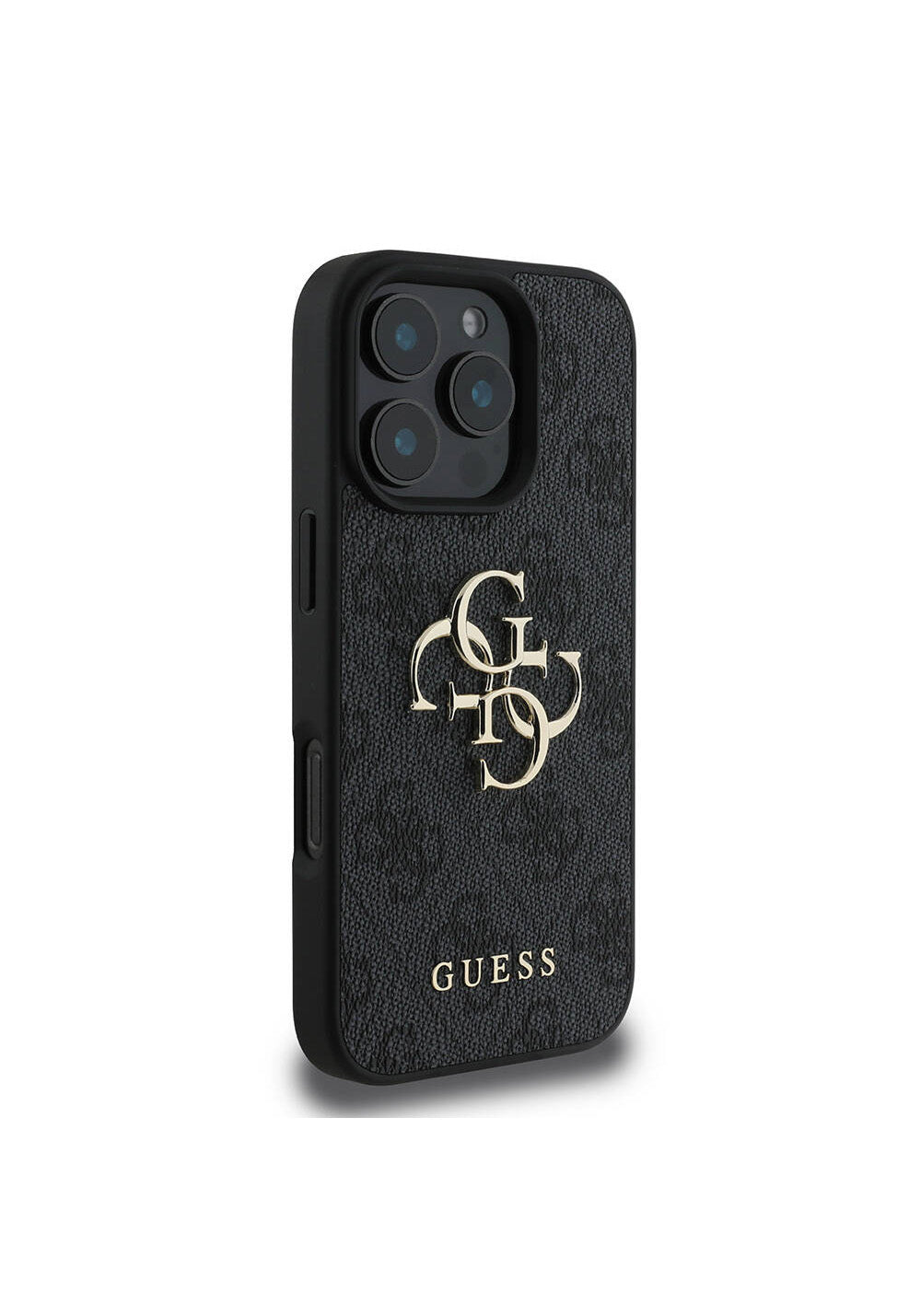 Apple iPhone 16 Pro Kılıf Guess Orijinal Lisanslı PU Deri 4G Desenli Metal Büyük 4G ve Yazı Logolu Kapak
