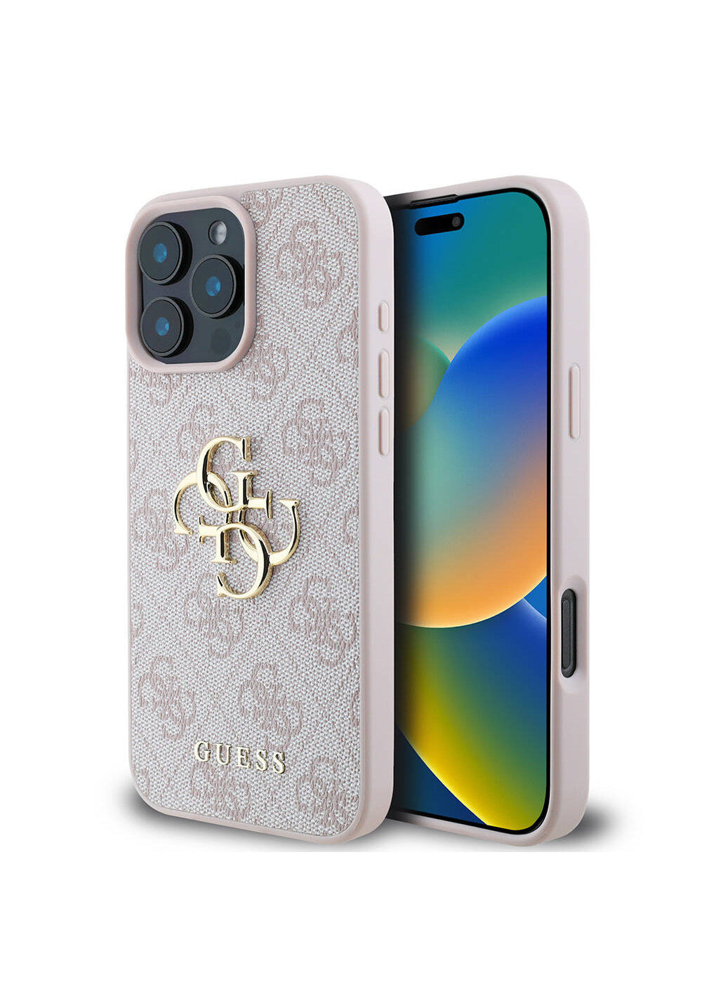 Apple iPhone 16 Pro Max Kılıf Guess Orijinal Lisanslı PU Deri 4G Desenli Metal Büyük 4G ve Yazı Logolu Kapak