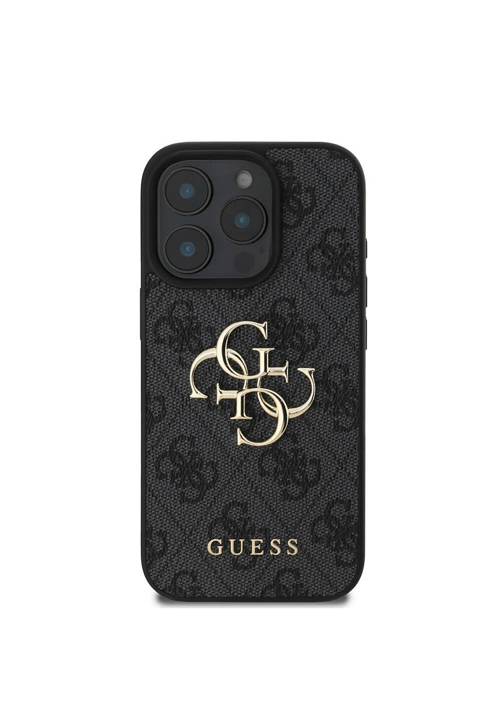 Apple iPhone 16 Pro Max Kılıf Guess Orijinal Lisanslı PU Deri 4G Desenli Metal Büyük 4G ve Yazı Logolu Kapak