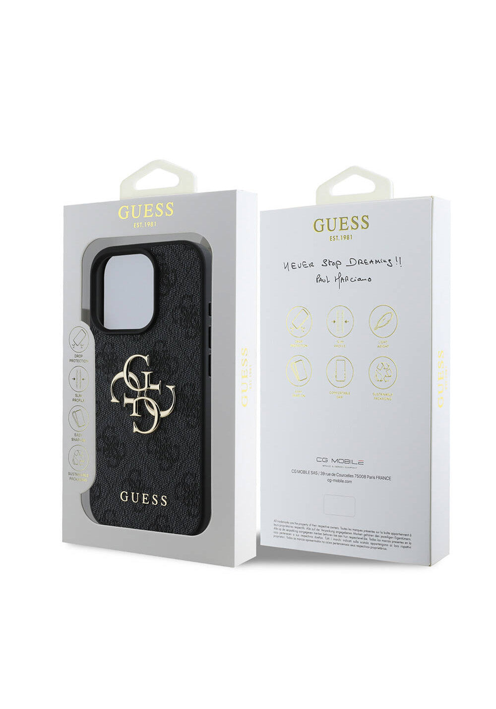 Apple iPhone 16 Pro Max Kılıf Guess Orijinal Lisanslı PU Deri 4G Desenli Metal Büyük 4G ve Yazı Logolu Kapak