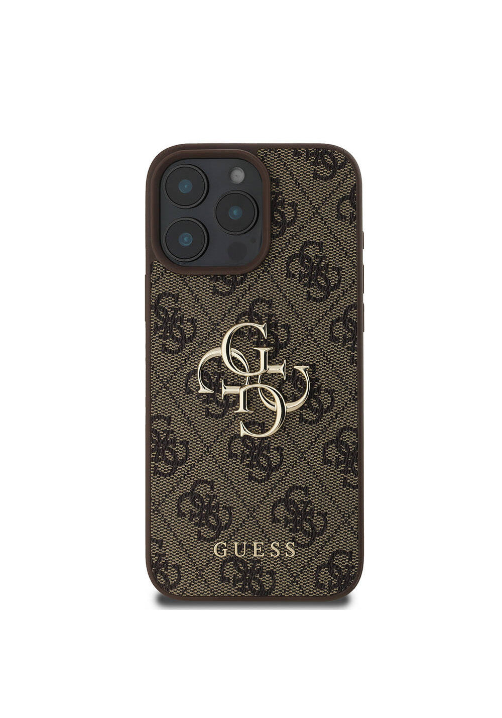 Apple iPhone 16 Pro Max Kılıf Guess Orijinal Lisanslı PU Deri 4G Desenli Metal Büyük 4G ve Yazı Logolu Kapak