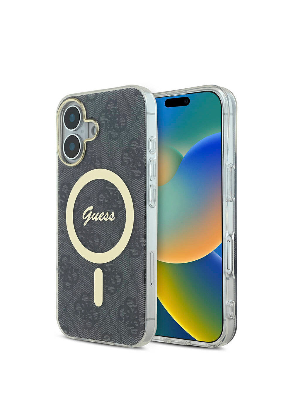 Apple iPhone 16 Kılıf Guess Orijinal Lisanslı Manyetik Şarj Uyumlu Yazı Logolu 4G Desenli Kapak