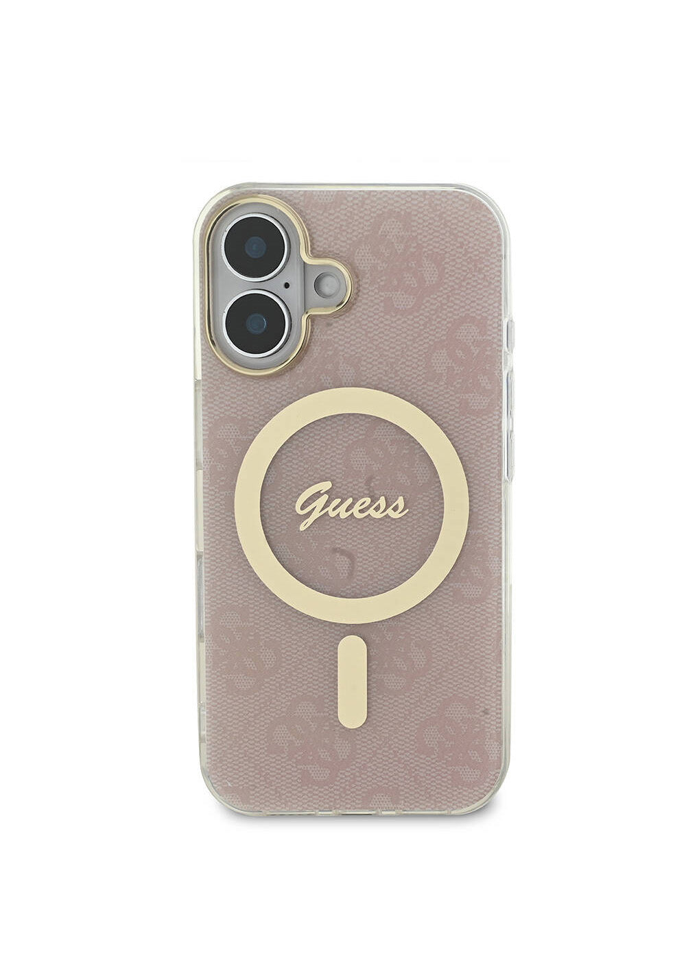 Apple iPhone 16 Kılıf Guess Orijinal Lisanslı Manyetik Şarj Uyumlu Yazı Logolu 4G Desenli Kapak